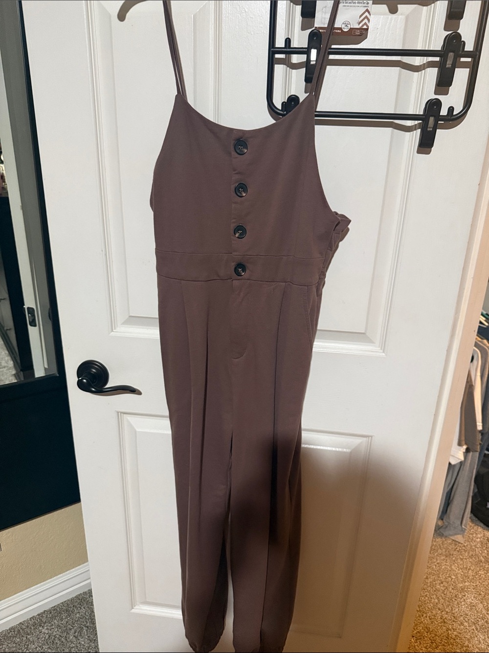 Listicle Brown Sleeveless Button Front Jumpsuit